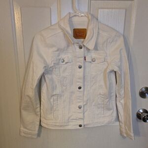 Levi Strauss Girls White Denim Jacket Size XL